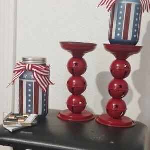 Patriotic Red and Blue Candle Holders